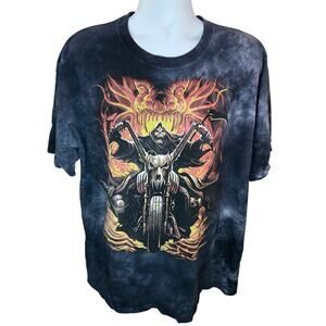 Vintage The Mountain Skeleton Motorcycle T-Shirt Men’s Size 2XL Charcoal